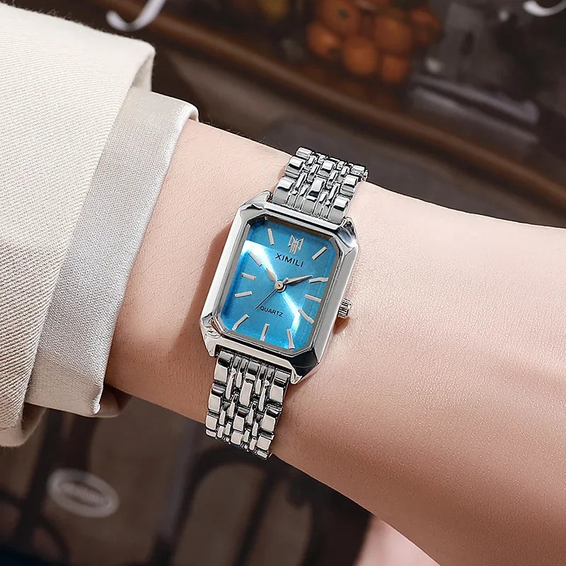 Women’s Square Quartz Watch Stainless Steel Strap Luxury Fashion Wristwatch