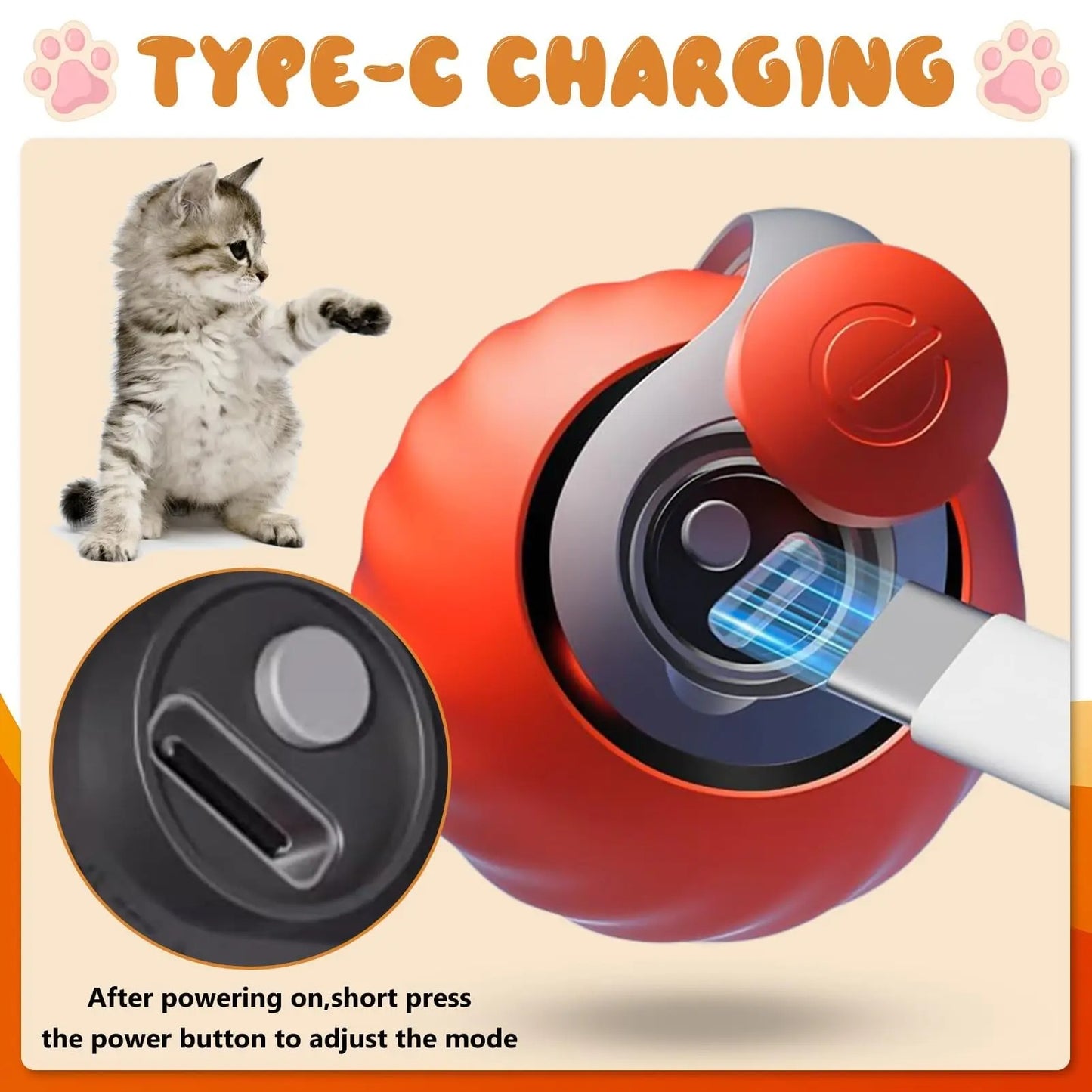 Speedy Tail 2.0 Interactive Cat Ball Toy with 2 Speed Smart Movement