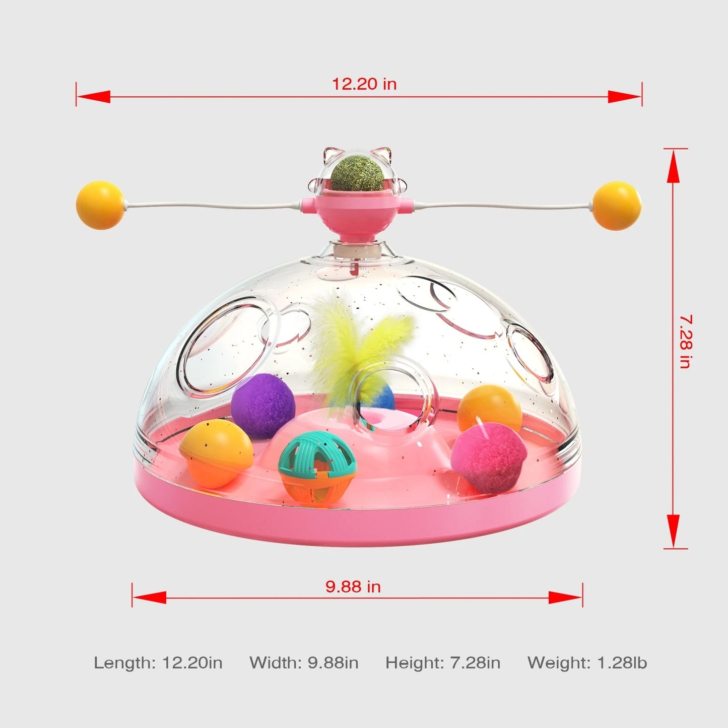 Cat Puzzle Toy Indoor Interactive Spinning Track Balls & Feather Teaser