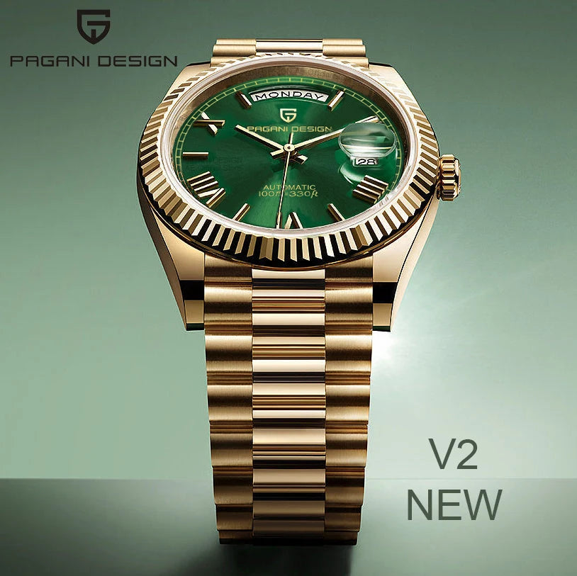 PAGANI DESIGN DD36 Gold Green V2 Men's Mechanical Watches Luxury Automatic Watch For Men 2024 New AR Sapphire glass Wrist watch