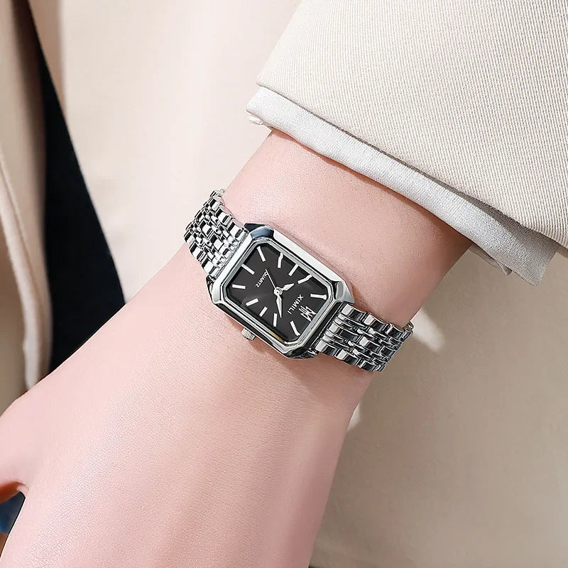 Women’s Square Quartz Watch Stainless Steel Strap Luxury Fashion Wristwatch