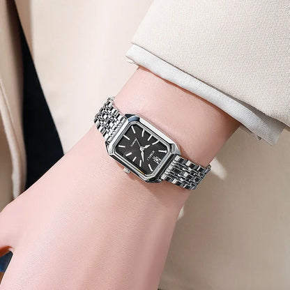 Women’s Square Quartz Watch Stainless Steel Strap Luxury Fashion Wristwatch