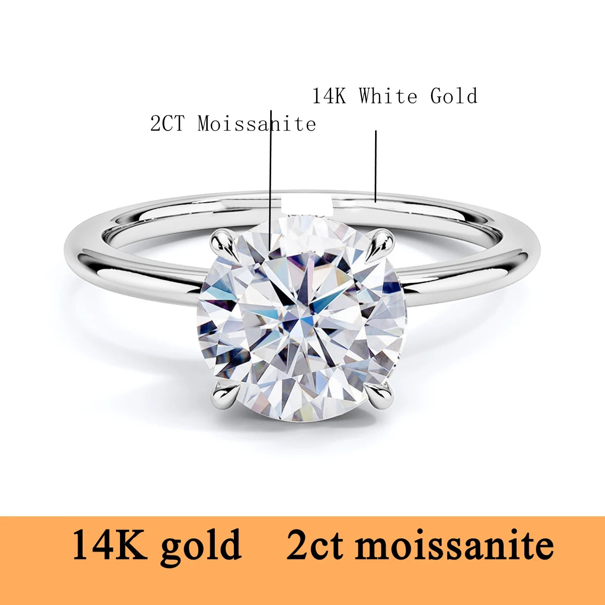 Real Gold 14K Moissanite Women's Ring Simplicity AU585 K Gold Diamond Wedding Band Bride Engagement Jewelry Mother Lovers Gift