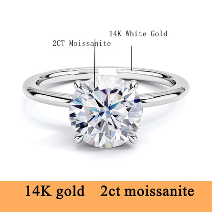 Real Gold 14K Moissanite Women's Ring Simplicity AU585 K Gold Diamond Wedding Band Bride Engagement Jewelry Mother Lovers Gift
