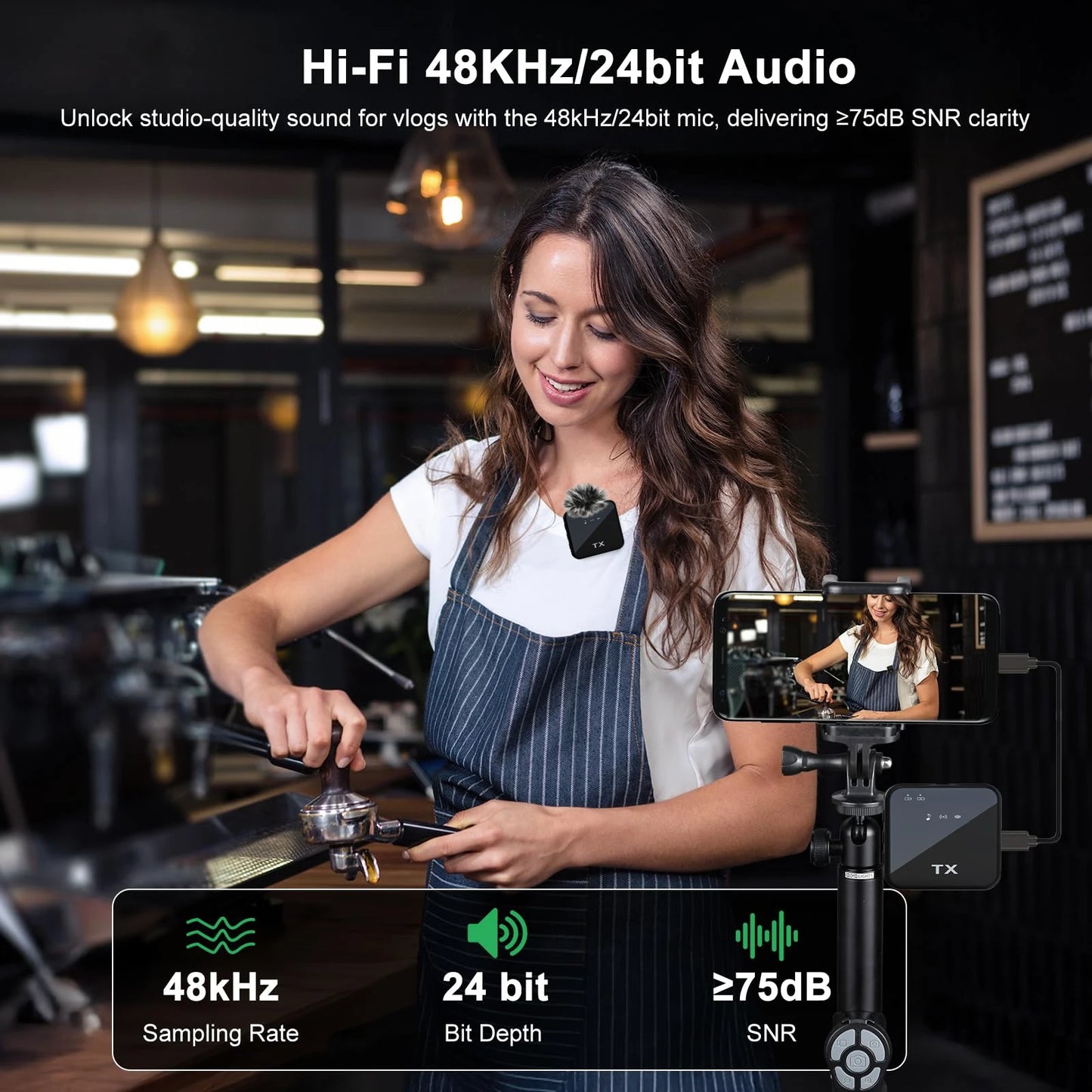 3 in 1 Wireless Lavalier Microphone Noise Reduction Mic for Video Recording