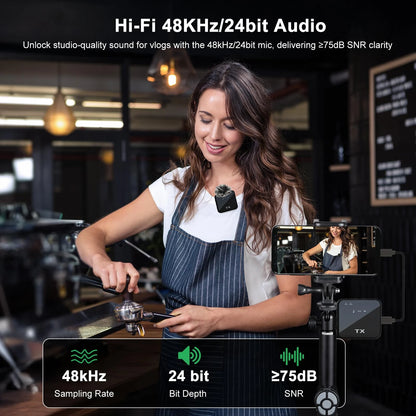 3 in 1 Wireless Lavalier Microphone Noise Reduction Mic for Video Recording