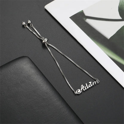 Custom Name Bracelets Hebrew Customized Personalized Name Stainless Steel Jewelry Box Chain Valentine's Day Gifts for Couple