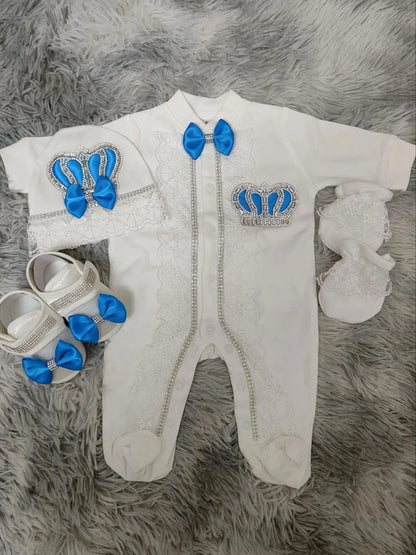Name Personalized Layette Newborn 4pcs Crown Jewelry Welcome Home Romper Baby Clothes Baby Girl Boy Toddler's Cotton Outfits