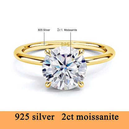Real Gold 14K Moissanite Women's Ring Simplicity AU585 K Gold Diamond Wedding Band Bride Engagement Jewelry Mother Lovers Gift