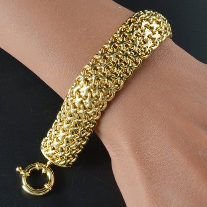 Unisex 18MM Gold Plated Miami Chain Bracelet Punk Hip Hop Wristband