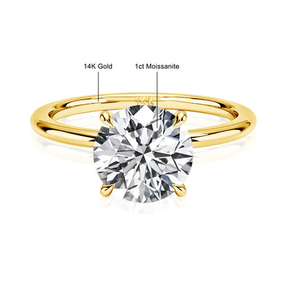Real Gold 14K Moissanite Women's Ring Simplicity AU585 K Gold Diamond Wedding Band Bride Engagement Jewelry Mother Lovers Gift