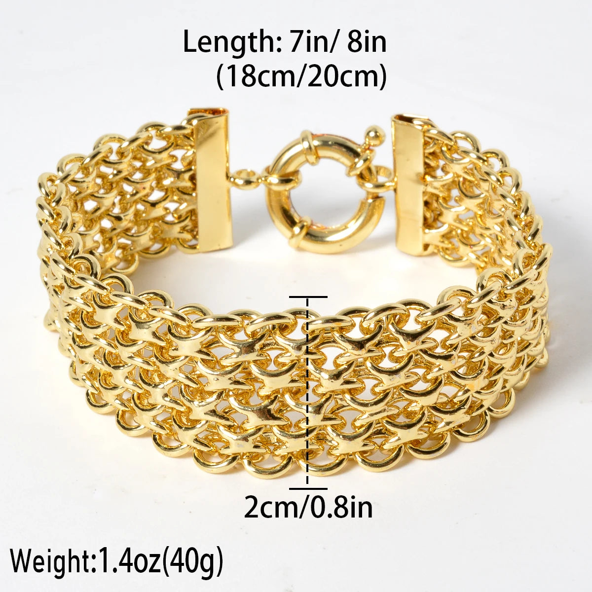 Unisex 18MM Gold Plated Miami Chain Bracelet Punk Hip Hop Wristband
