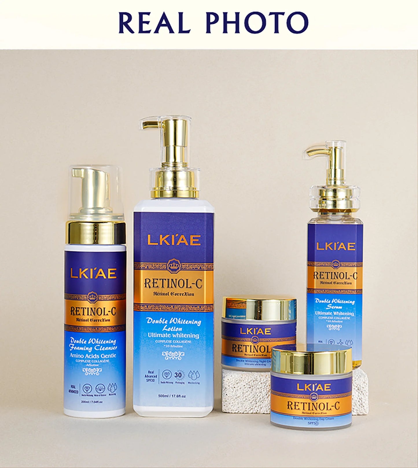 Hot Selling Brightening Lotion kit Women Organic 5Pcs Routine Skin Whitening And Skincare Set With Retinol