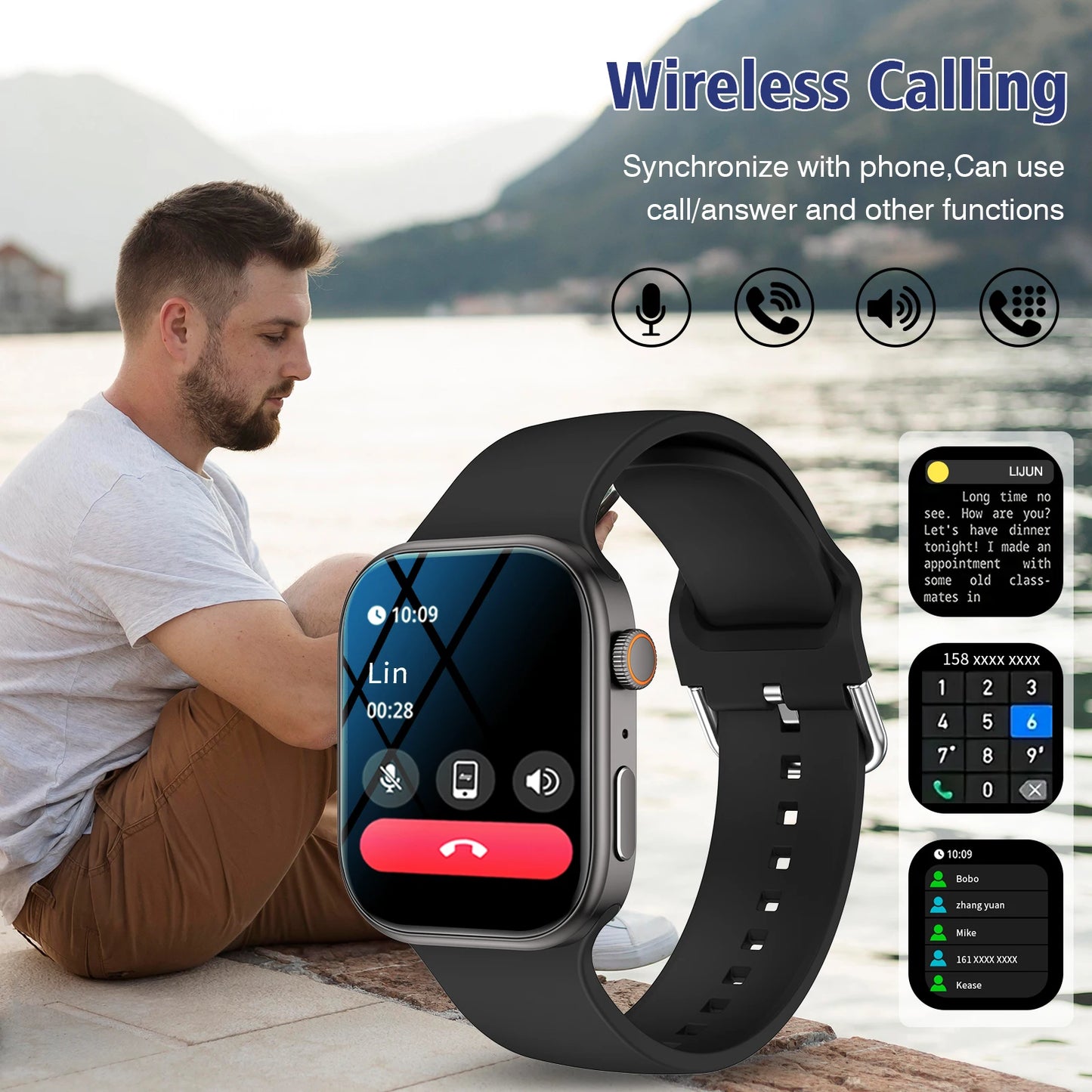 Smart Watch Bluetooth Call Fitness Tracker Message Display Wristband