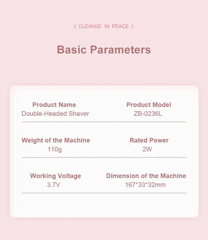 2-in-1 Women Electric Razor Painless Bikini and body hair Trimmer Wet Dry Rechargeable