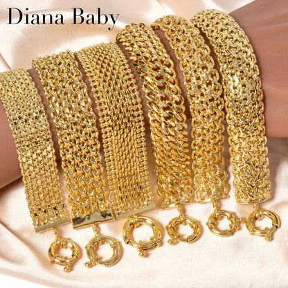 Unisex 18MM Gold Plated Miami Chain Bracelet Punk Hip Hop Wristband