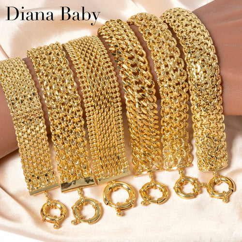 Unisex 18MM Gold Plated Miami Chain Bracelet Punk Hip Hop Wristband