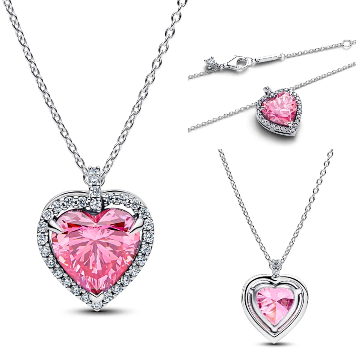 New Original 925 Sterling Silver Butterfly Necklace Star Moon Heart Key Lock Chain Link for Women Jewelry Valentine's Day Gift