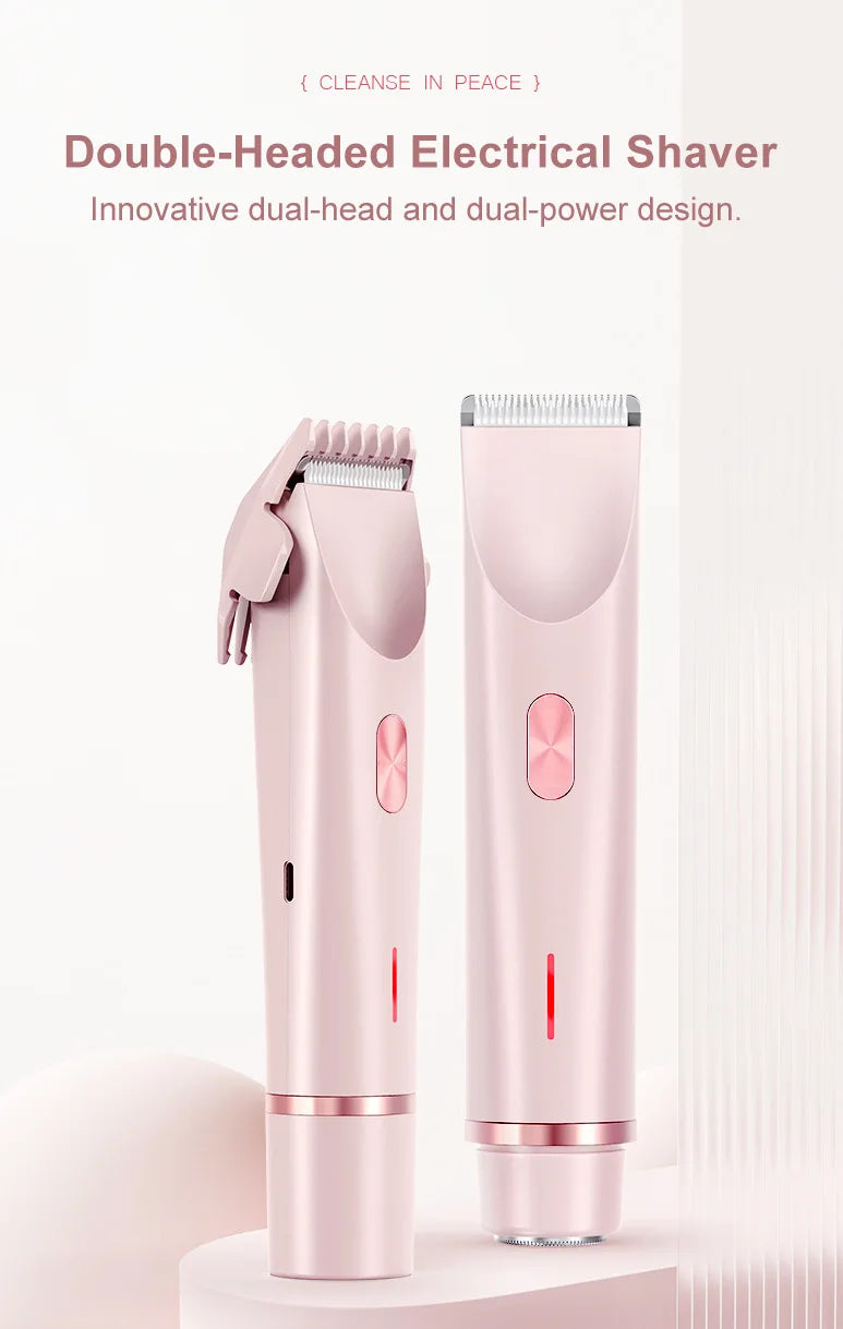 2-in-1 Women Electric Razor Painless Bikini and body hair Trimmer Wet Dry Rechargeable