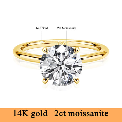 Real Gold 14K Moissanite Women's Ring Simplicity AU585 K Gold Diamond Wedding Band Bride Engagement Jewelry Mother Lovers Gift
