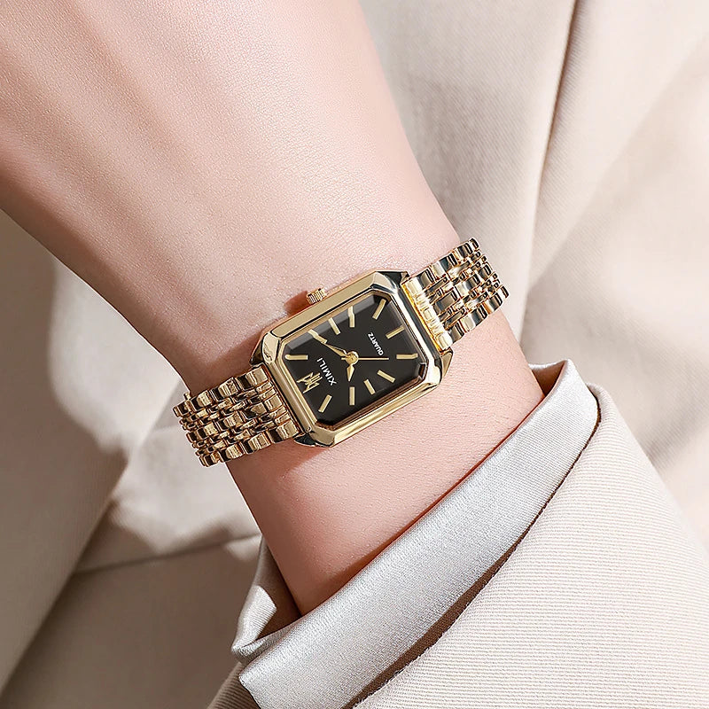 Women’s Square Quartz Watch Stainless Steel Strap Luxury Fashion Wristwatch