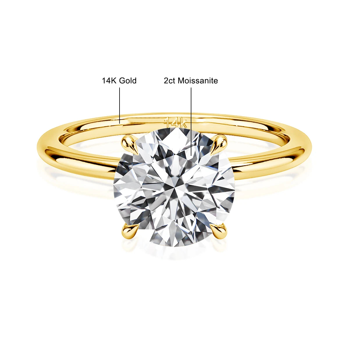 Real Gold 14K Moissanite Women's Ring Simplicity AU585 K Gold Diamond Wedding Band Bride Engagement Jewelry Mother Lovers Gift