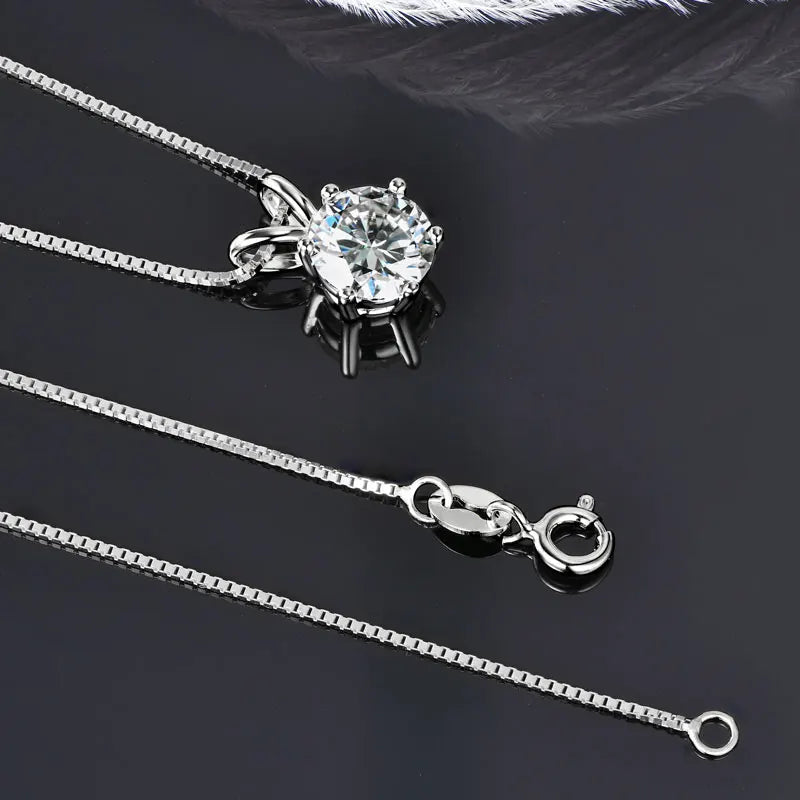 IOGOU Real 925 Silver Moissanite Jewelry Set Gold Plated 0.5-2ct Stud Earrings Solitaire Pendant Necklace Set for Women Men Gift