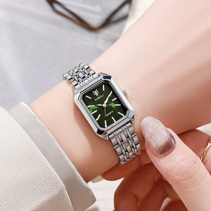 Women’s Square Quartz Watch Stainless Steel Strap Luxury Fashion Wristwatch