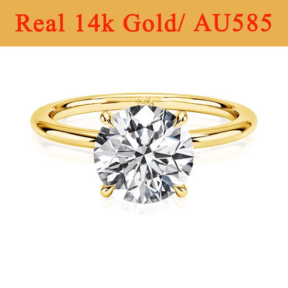 Real Gold 14K Moissanite Women's Ring Simplicity AU585 K Gold Diamond Wedding Band Bride Engagement Jewelry Mother Lovers Gift