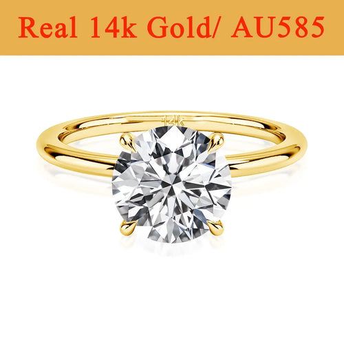 Real Gold 14K Moissanite Women's Ring Simplicity AU585 K Gold Diamond Wedding Band Bride Engagement Jewelry Mother Lovers Gift
