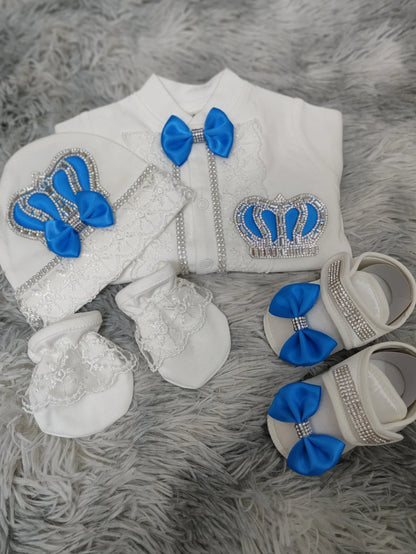 Name Personalized Layette Newborn 4pcs Crown Jewelry Welcome Home Romper Baby Clothes Baby Girl Boy Toddler's Cotton Outfits