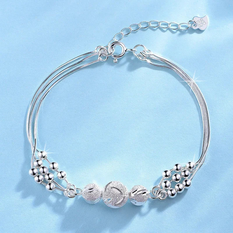 925 Sterling Silver Lucky Bead Bracelets Woman Vintage Luxury Original Multi-layer Ball Bracelet Designer Party Jewelry Gifts