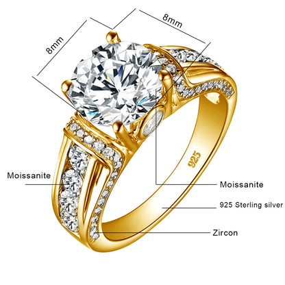 Certified D Color VVS1 2ct Moissanite Diamond Ring For Women 100% Sterling Silver Good Quality Wedding Jewelry Pass Diamond Test