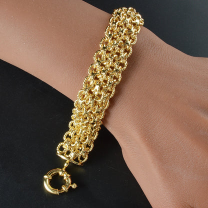Unisex 18MM Gold Plated Miami Chain Bracelet Punk Hip Hop Wristband