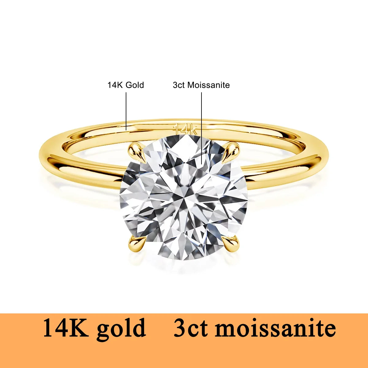 Real Gold 14K Moissanite Women's Ring Simplicity AU585 K Gold Diamond Wedding Band Bride Engagement Jewelry Mother Lovers Gift