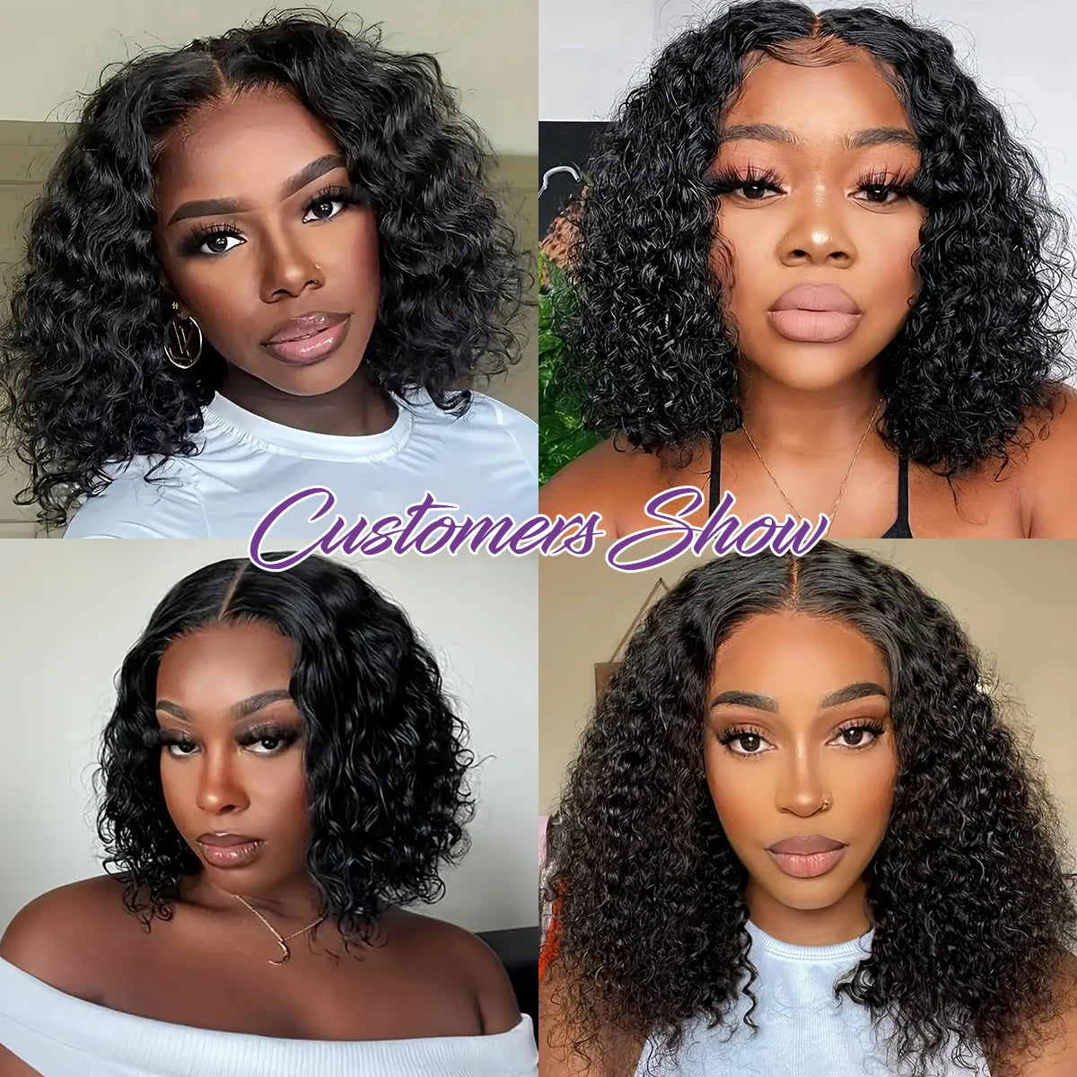 Pre Cut Glueless Water Wave Bob Wig Human Hair 13x6 Lace Frontal