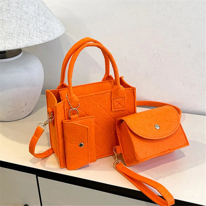 3pcs/set Embossed Women's Handbag Stylish Crossbody Bag, Clutch and Wallet, Solid Color Fabric Shoulder Bag for Women Daily Use