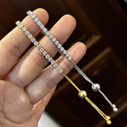 Luxury Moissanite Bracelet 925 Sterling Silver Adjustable Women Jewellery