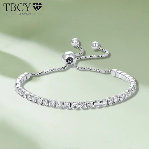 Luxury Moissanite Bracelet 925 Sterling Silver Adjustable Women Jewellery