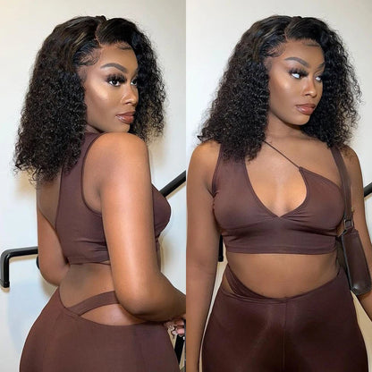 Pre Cut Glueless Water Wave Bob Wig Human Hair 13x6 Lace Frontal