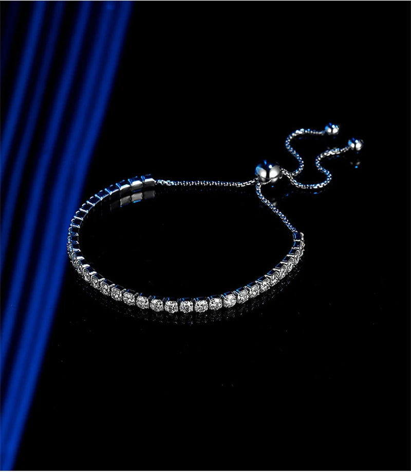 Luxury Moissanite Bracelet 925 Sterling Silver Adjustable Women Jewellery