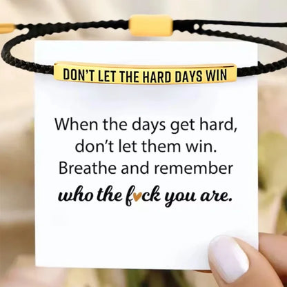 Dont Let The Hard Days Win Motivational Tube Bracelets, Adjustable Hand Bradied Wrap Stainless Steel Inspirational Gifts