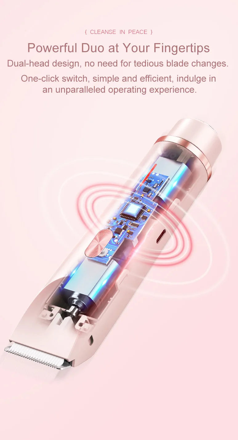 2-in-1 Women Electric Razor Painless Bikini and body hair Trimmer Wet Dry Rechargeable