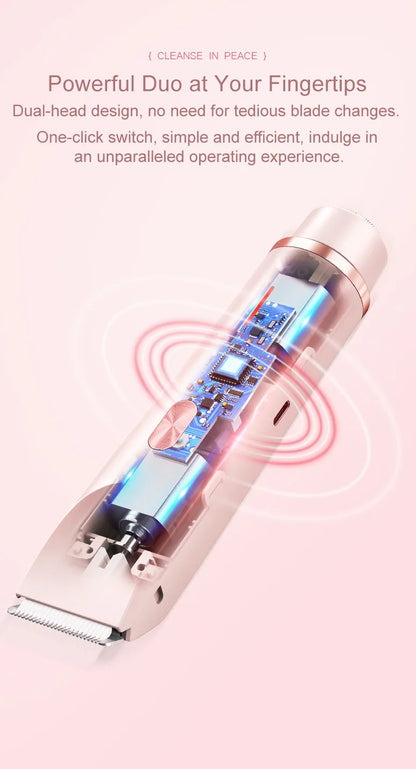 2-in-1 Women Electric Razor Painless Bikini and body hair Trimmer Wet Dry Rechargeable