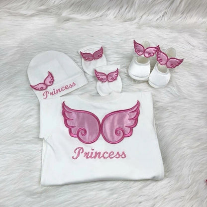 Name Personalized Layette Newborn 4pcs Crown Jewelry Welcome Home Romper Baby Clothes Baby Girl Boy Toddler's Cotton Outfits