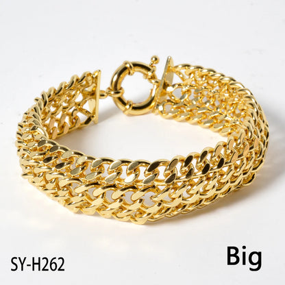Unisex 18MM Gold Plated Miami Chain Bracelet Punk Hip Hop Wristband