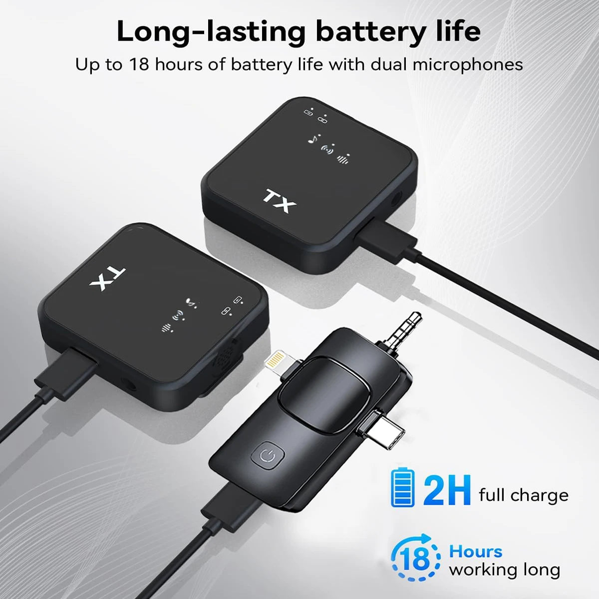 3 in 1 Wireless Lavalier Microphone Noise Reduction Mic for Video Recording