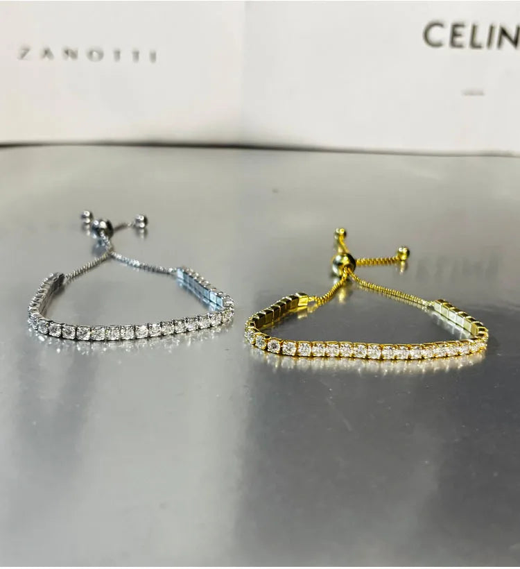 Luxury Moissanite Bracelet 925 Sterling Silver Adjustable Women Jewellery