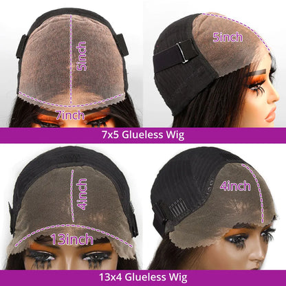 Pre Cut Glueless Water Wave Bob Wig Human Hair 13x6 Lace Frontal