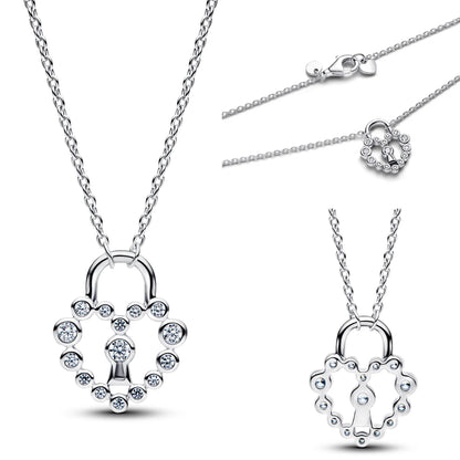 New Original 925 Sterling Silver Butterfly Necklace Star Moon Heart Key Lock Chain Link for Women Jewelry Valentine's Day Gift